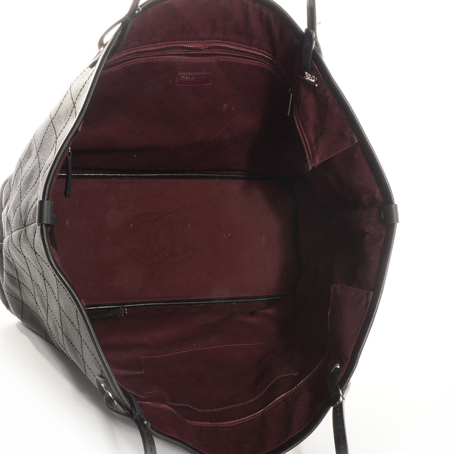 Grained Calfskin Large Shopping Fever Tote Black
