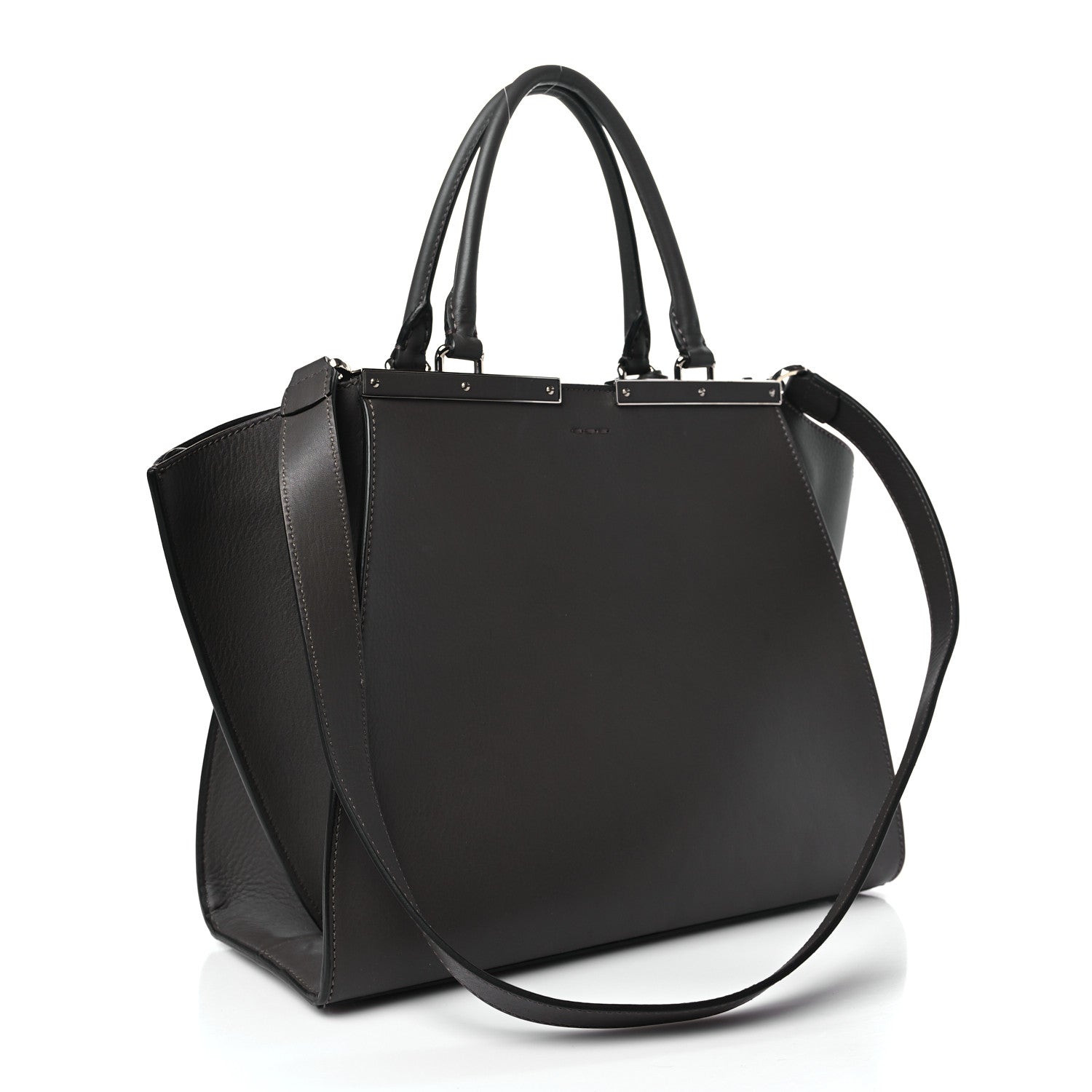 Fendi Vitello Pelo Flamingo Crocodile Embossed Petite 3Jours Tote Carbone 3 of 9