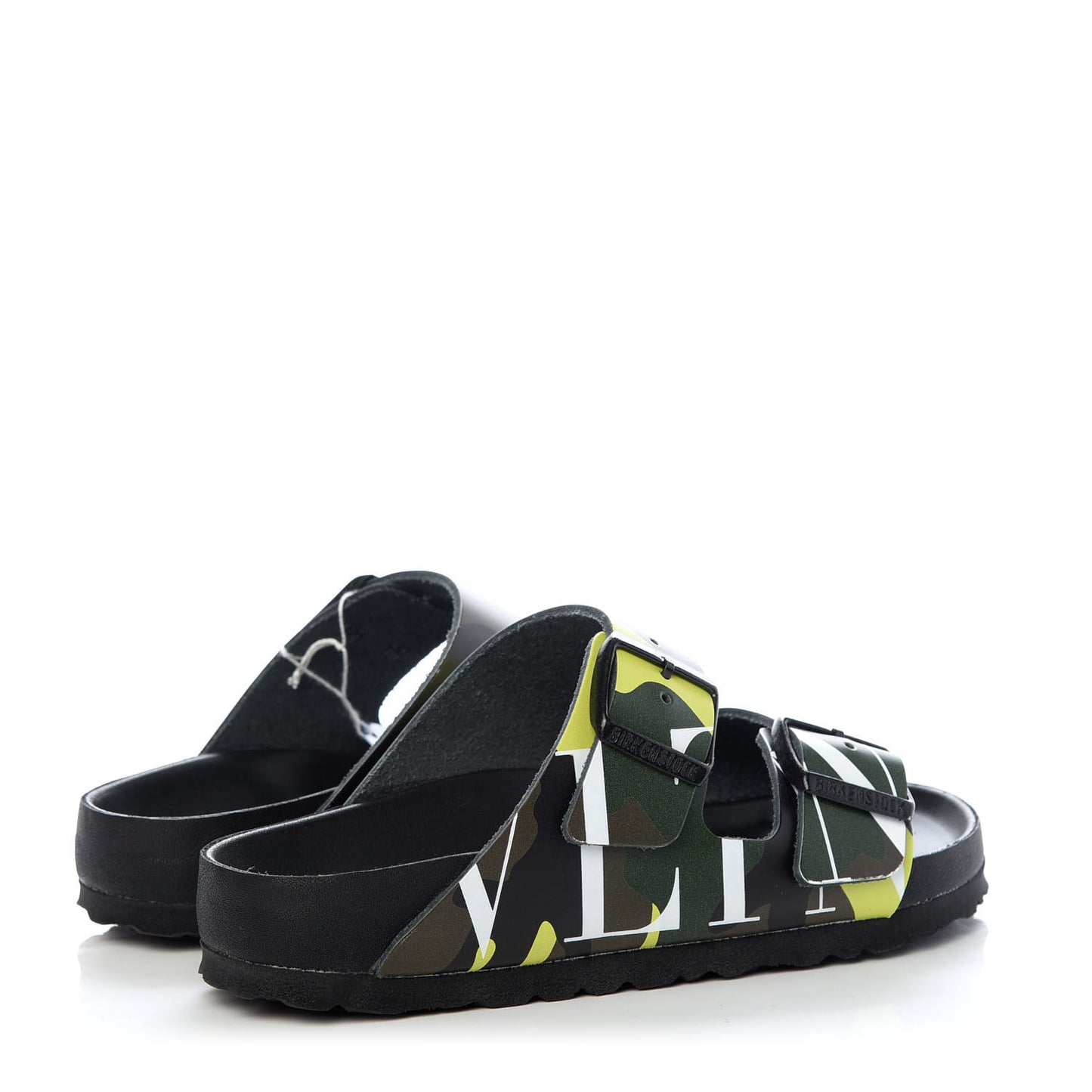 X BIRKENSTOCK Calfskin VLTN Arizona Slide Sandals 35 Army Green Lime