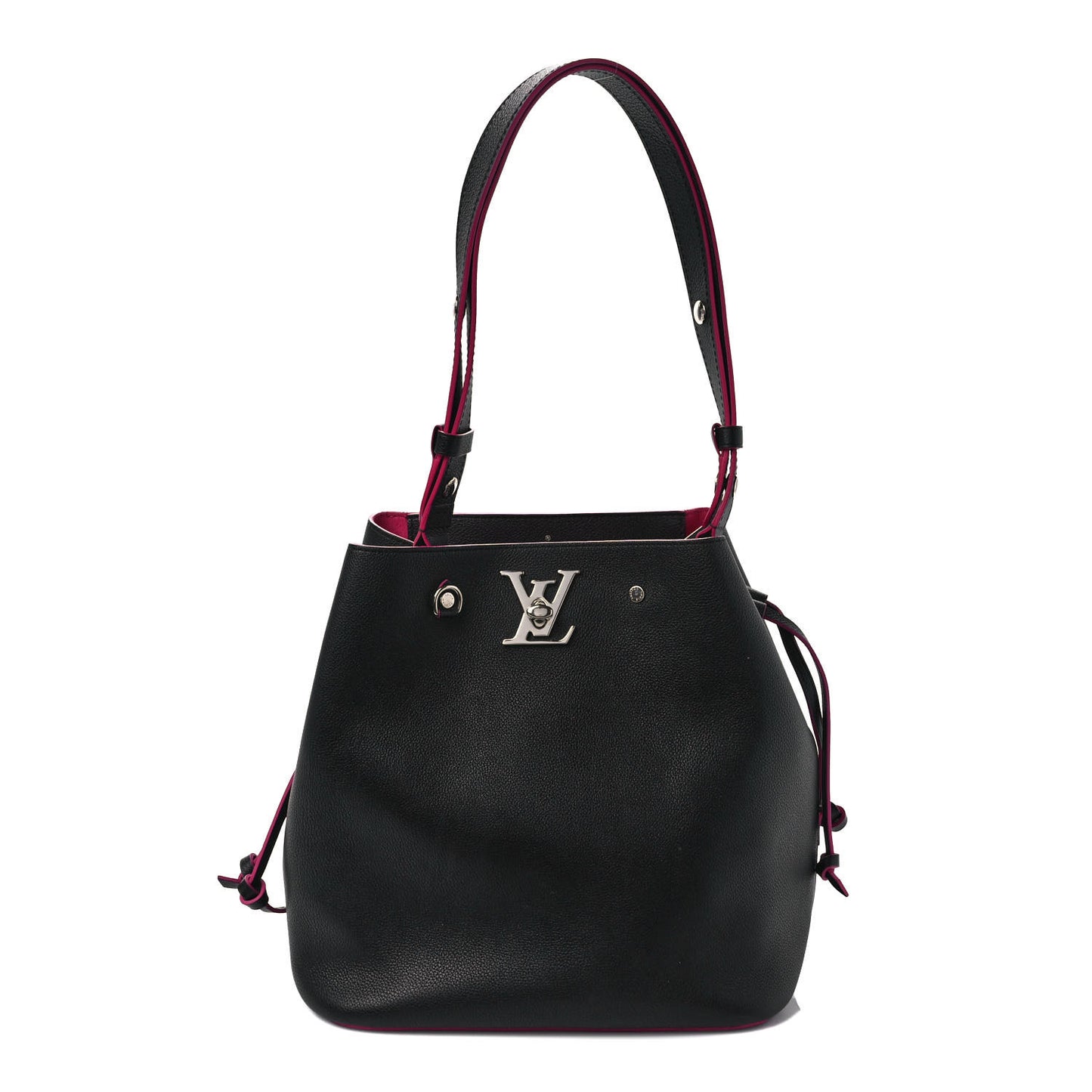 Calfskin Lockme Bucket Black