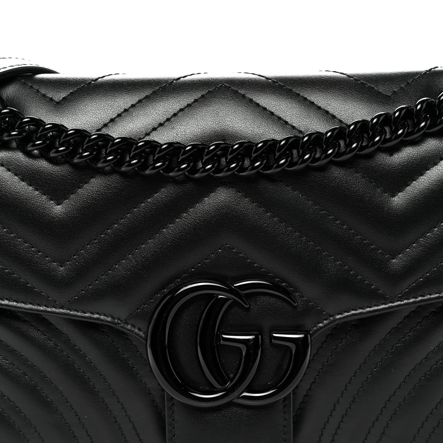 Calfskin Matelasse Monochrome Small GG Marmont Shoulder Bag Black