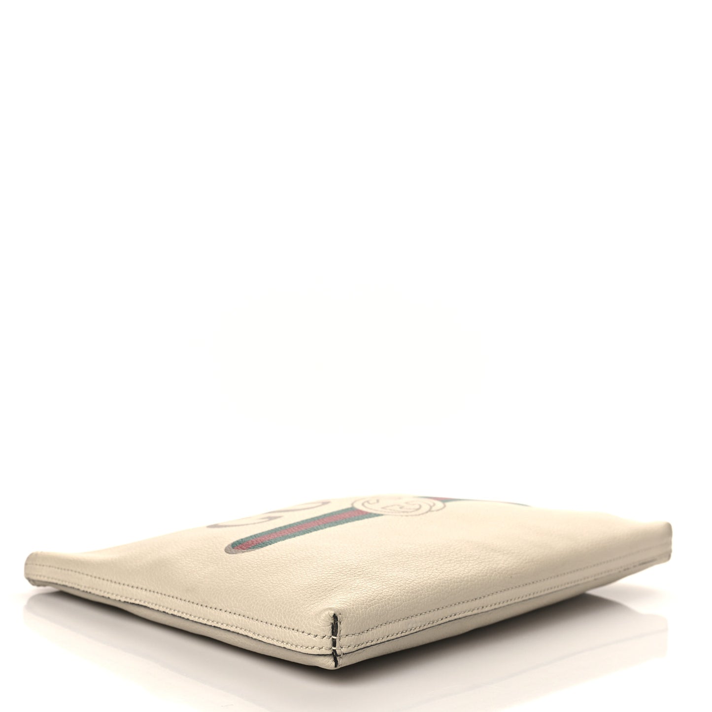 Pebbled Calfskin Medium Logo Portfolio Clutch White