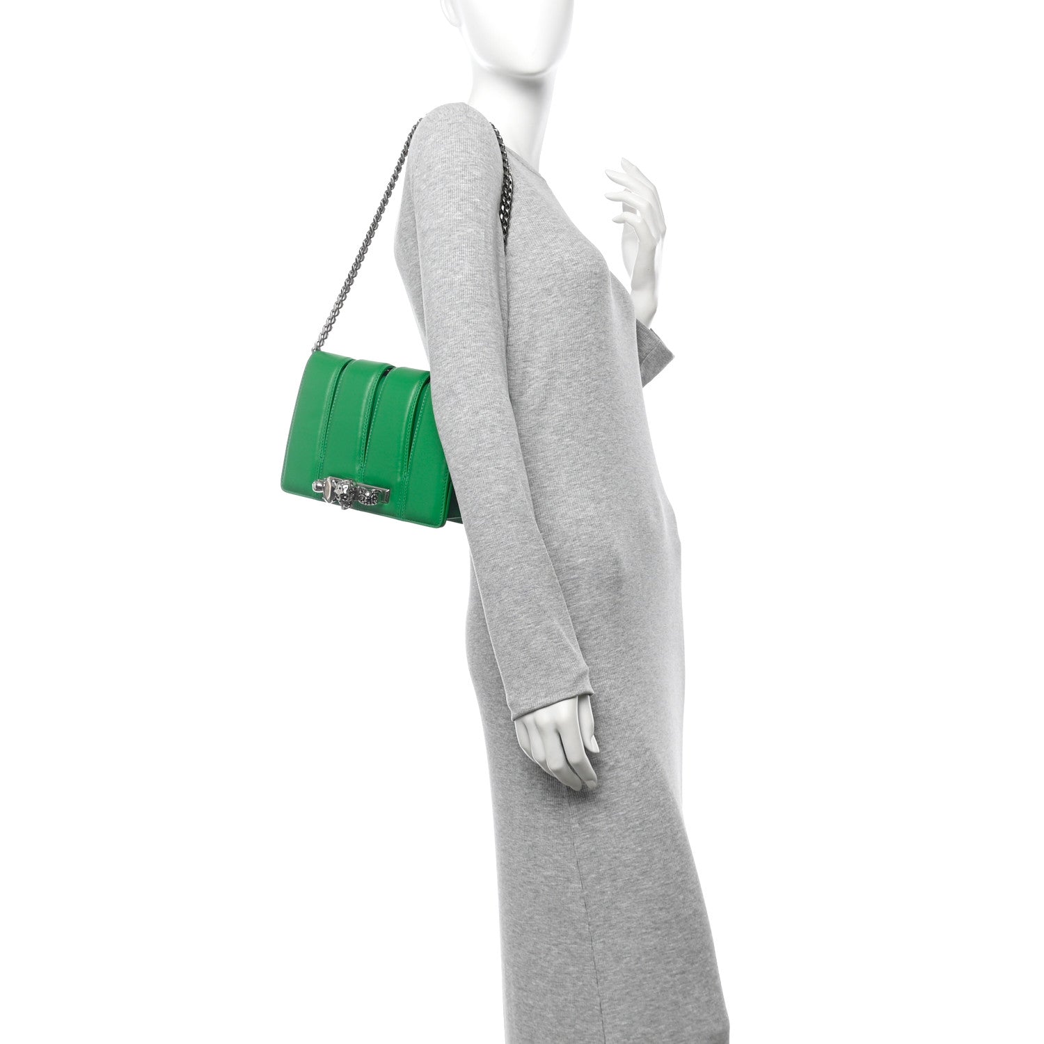 Alexander McQueen Calfskin Small Slash Bag Bright Green 1728830