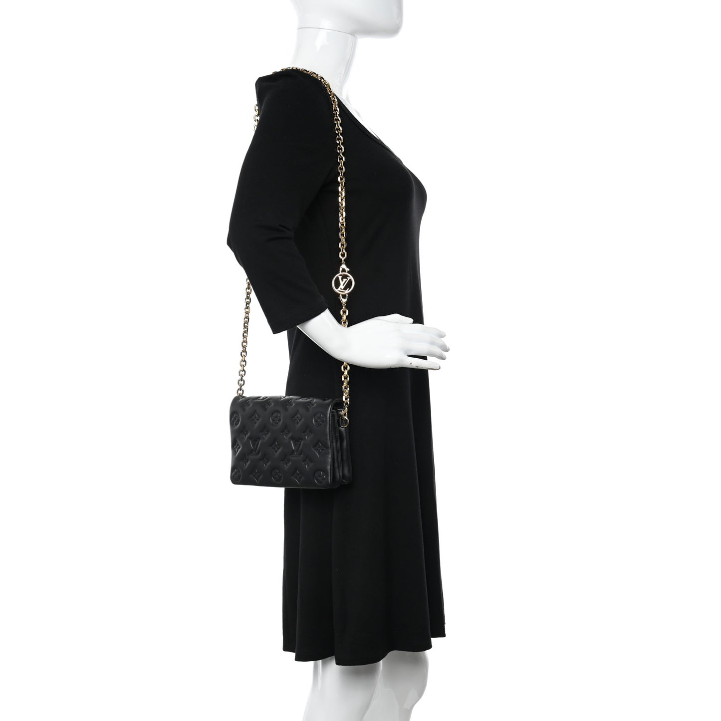 Lambskin Embossed Monogram Pochette Coussin Black