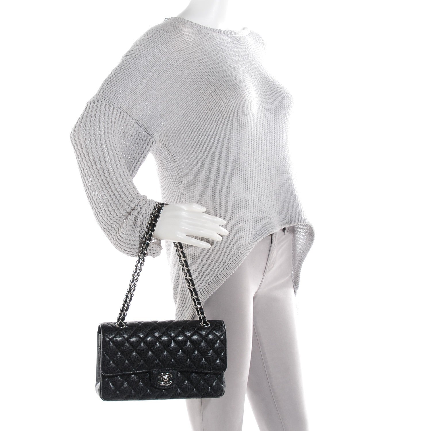 Chanel Caviar Quilted Medium Double Flap Black 2 of 9