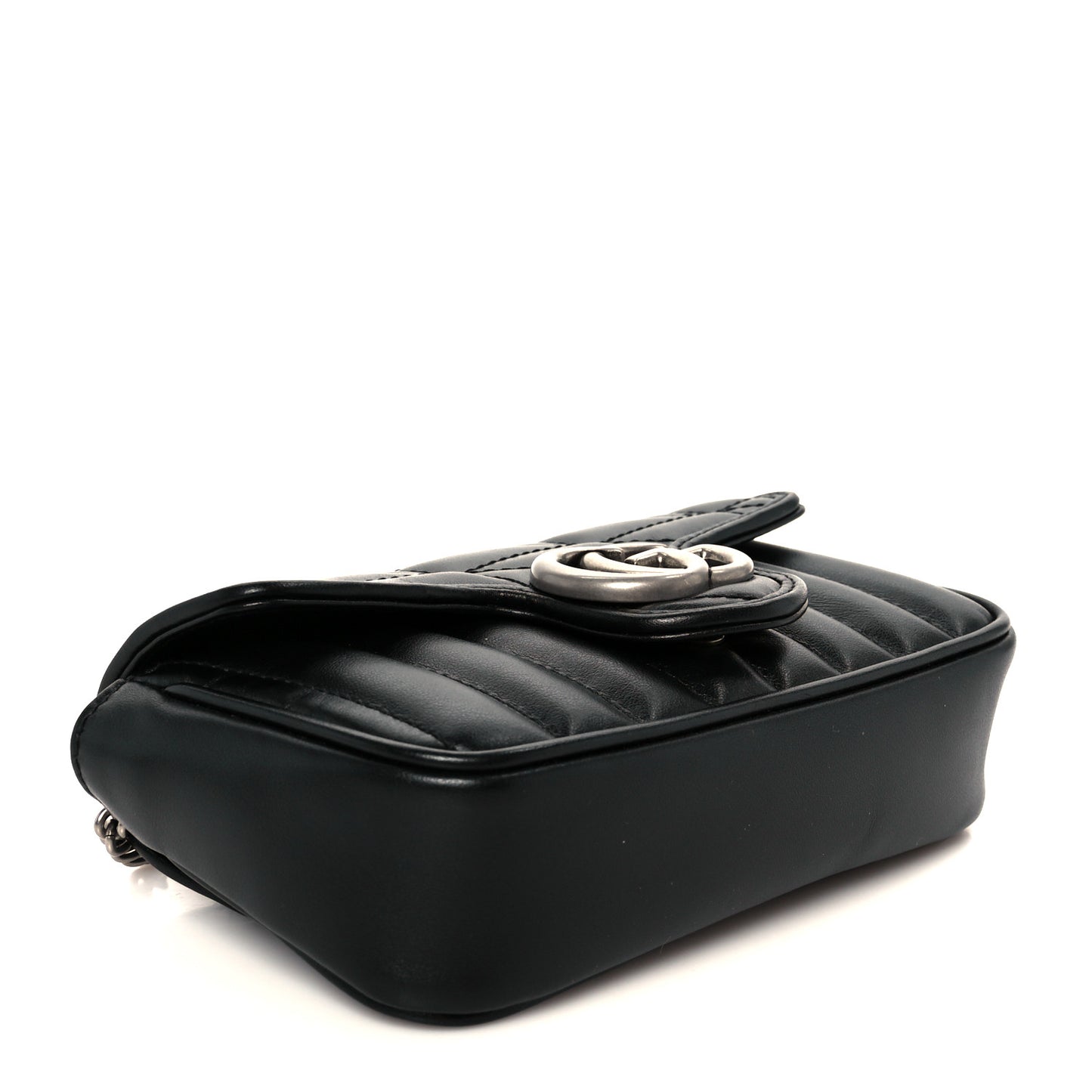 Calfskin Matelasse Aria Super Mini GG Marmont Shoulder Bag Black