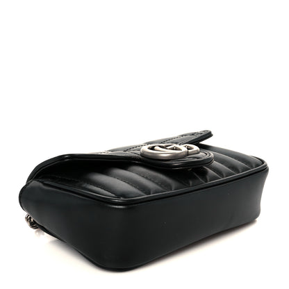 Gucci Calfskin Matelasse Aria Super Mini GG Marmont Shoulder Bag Black 4 of 10