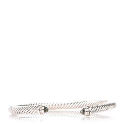 David Yurman Sterling Silver Diamond Prasiolite 5mm Cable Classics Bracelet 1 of 5