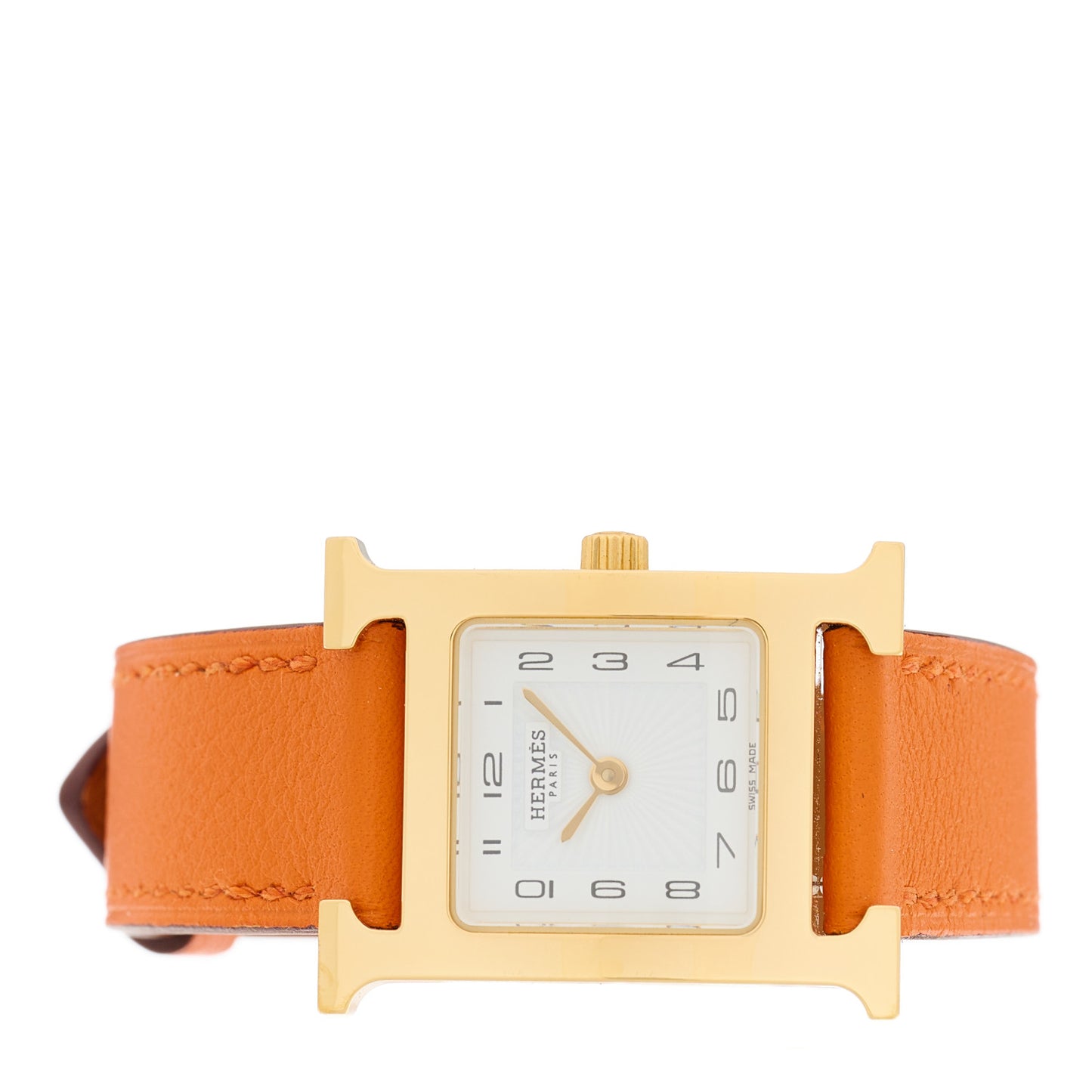Stainless Steel Swift 21mm Heure H Hour Quartz Watch Orange
