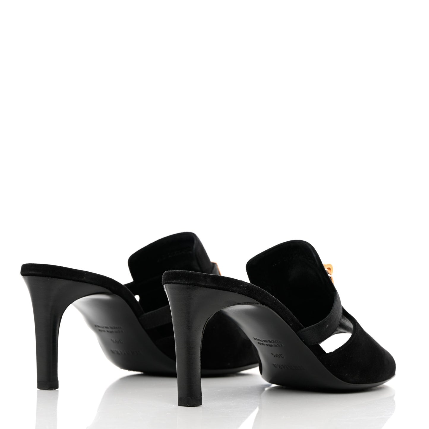 Suede Goatskin Satin Cute Sandals 39.5 Black