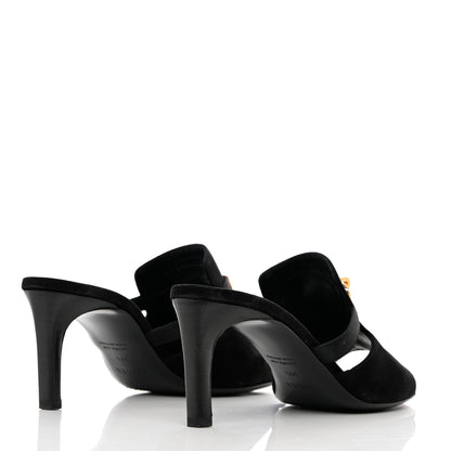 Hermes Suede Goatskin Satin Cute Sandals 39.5 Black 4 of 14