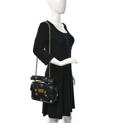 Valentino Garavani Nappa Medium Roman Stud Shoulder Bag Black 2 of 8