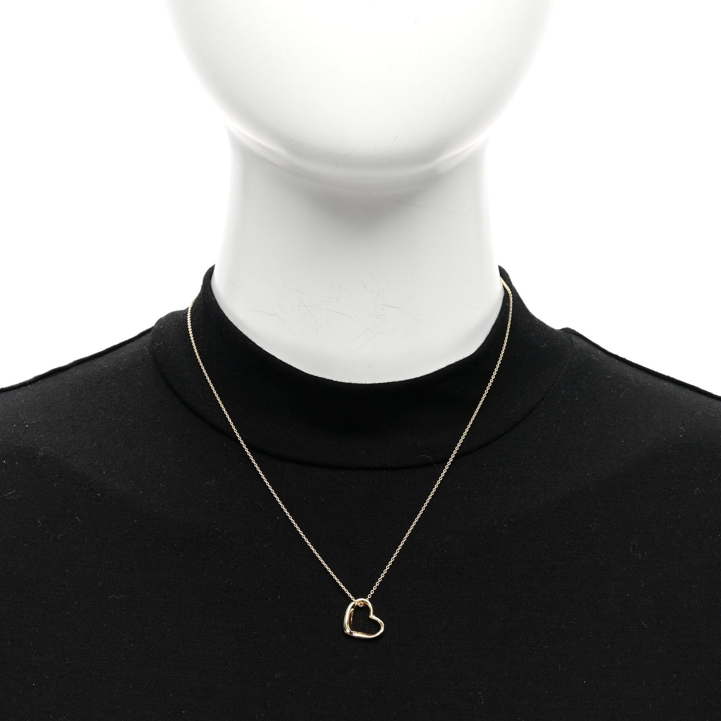18K Yellow Gold 16mm Elsa Peretti Open Heart Pendant Necklace