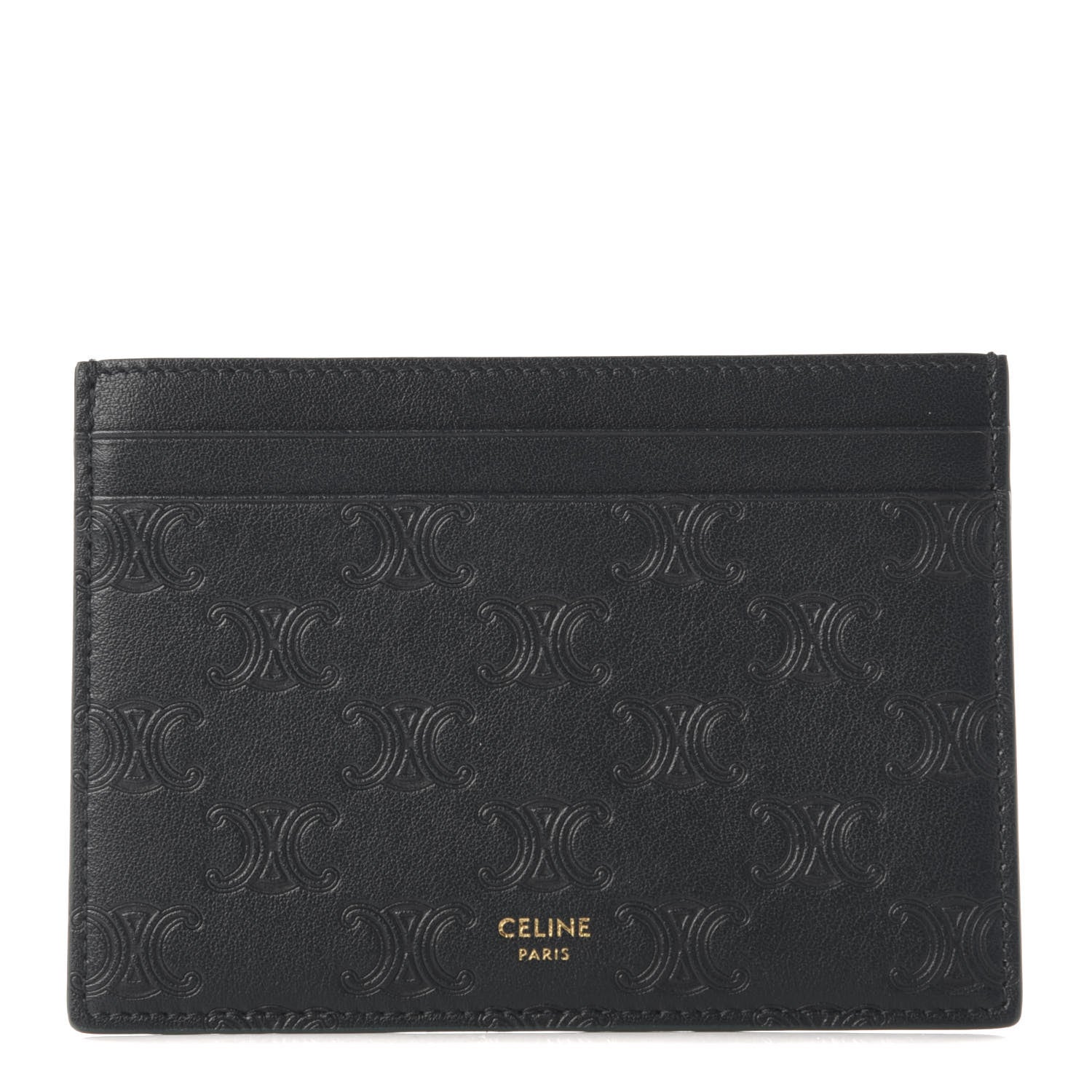 Celine Smooth Calfskin Triomphe Embossed Card Holder Black 1 of 7
