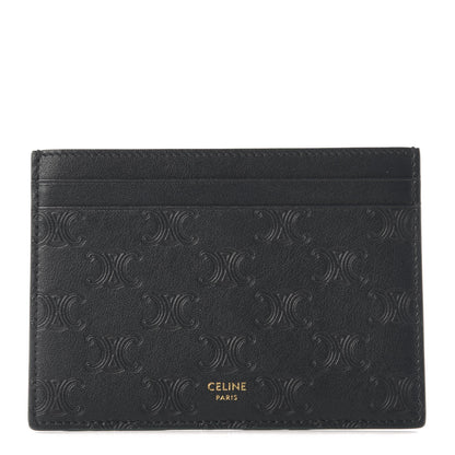 Celine Smooth Calfskin Triomphe Embossed Card Holder Black 1 of 7