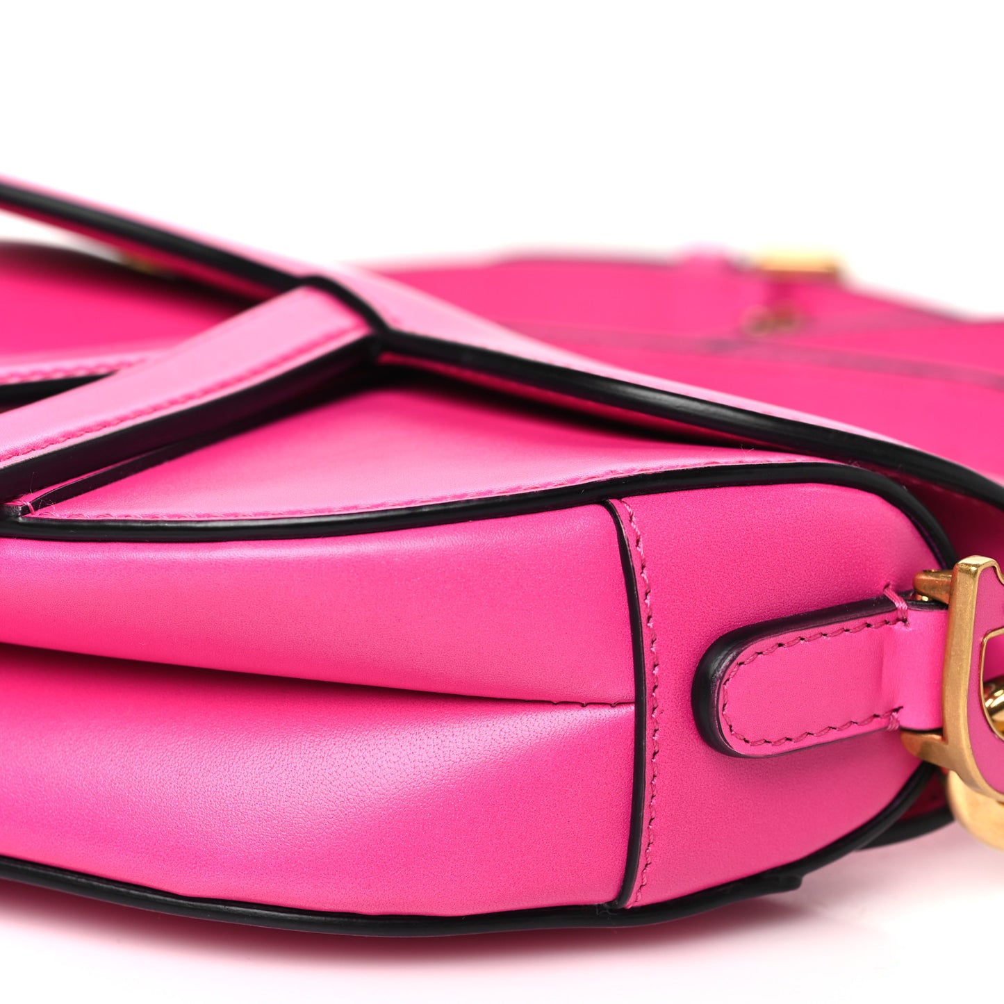 Supple Calfskin Mini Saddle Bag With Strap Passion Pink