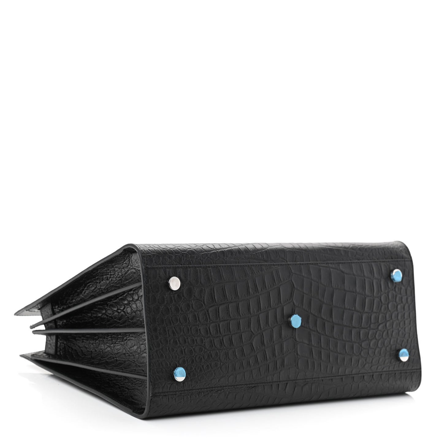 Calfskin Crocodile Embossed Small Sac de Jour Black