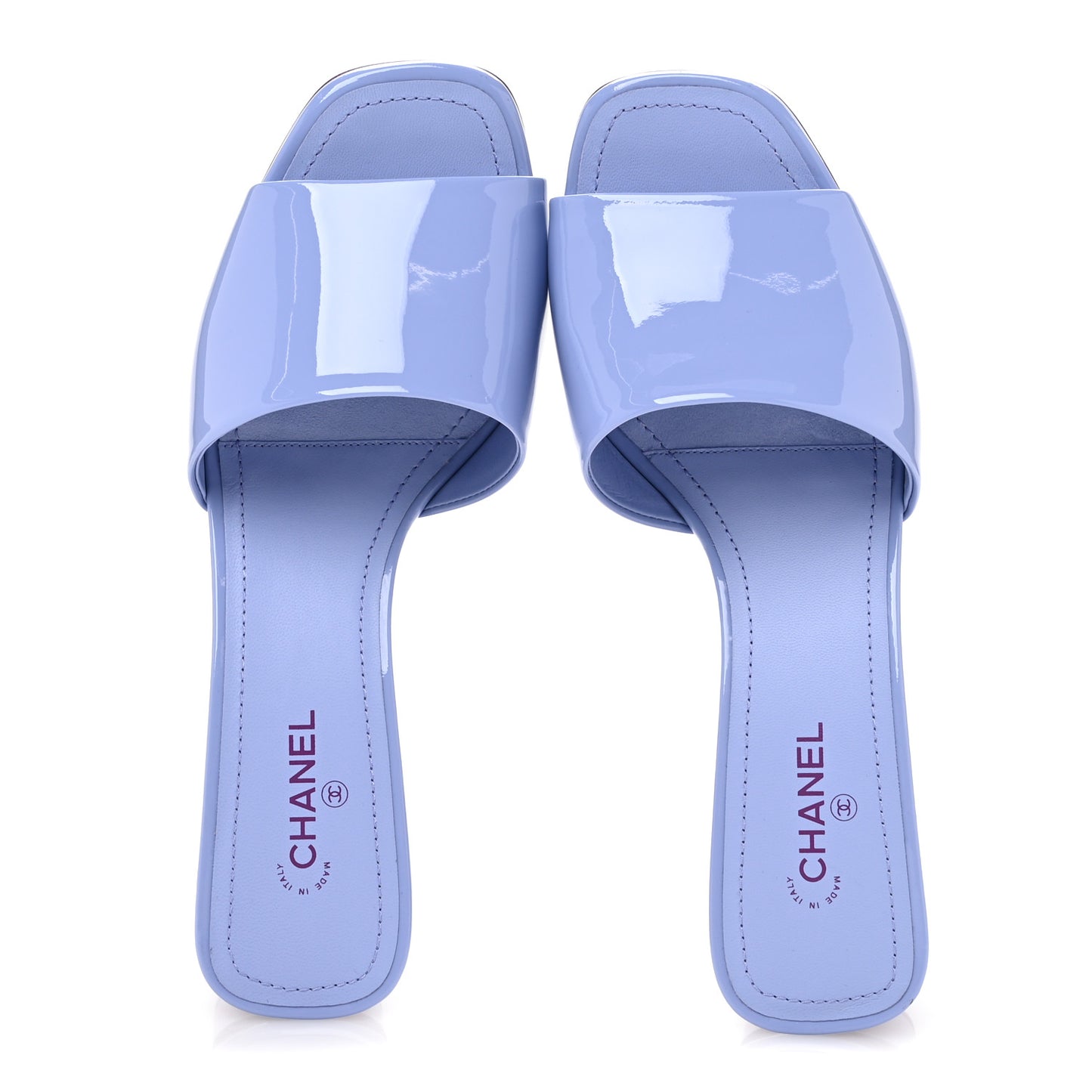 Patent Calfskin CC Mules 38 Light Purple Dark Purple