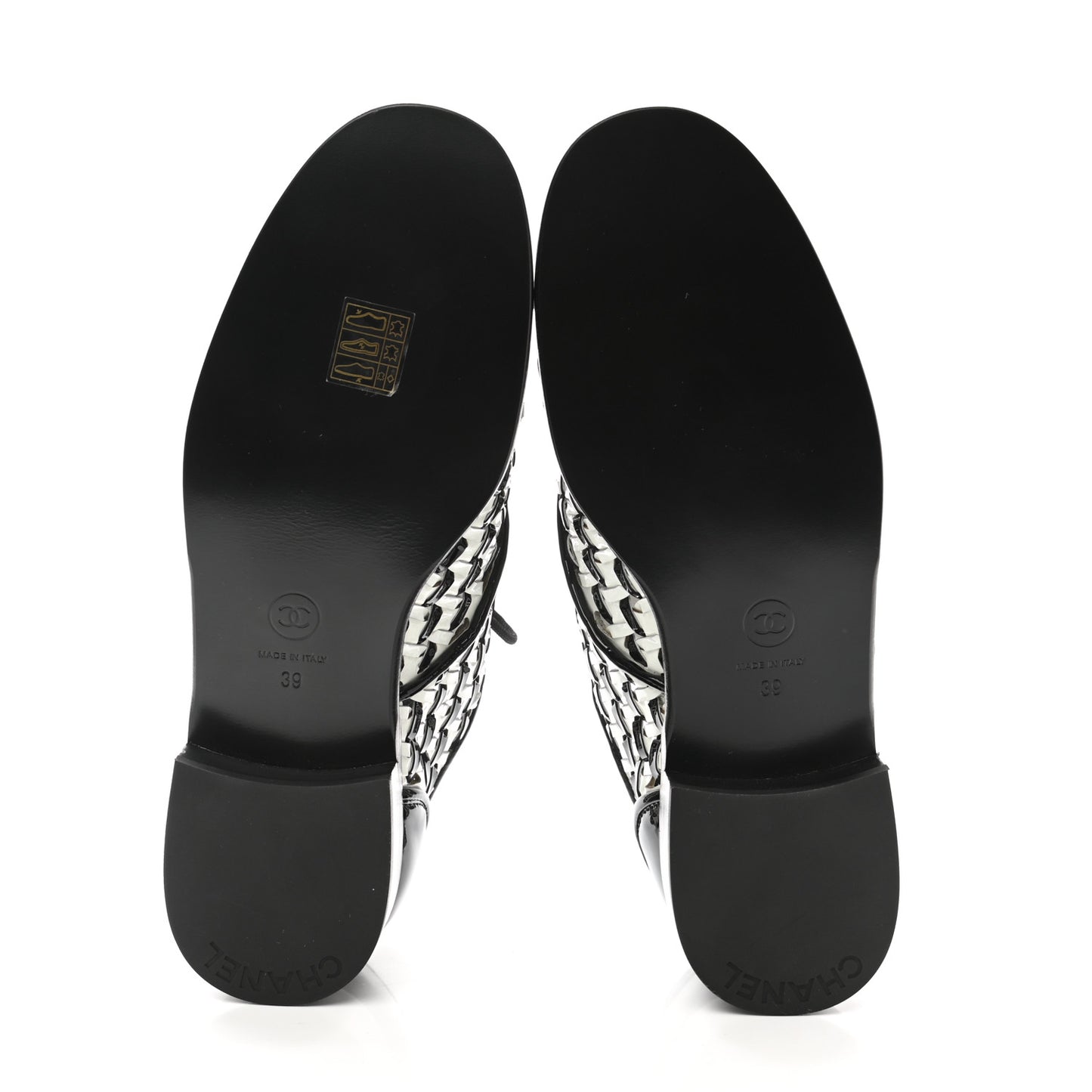 Lambskin Braided Patent CC Lace Up Oxfords 39 Black White