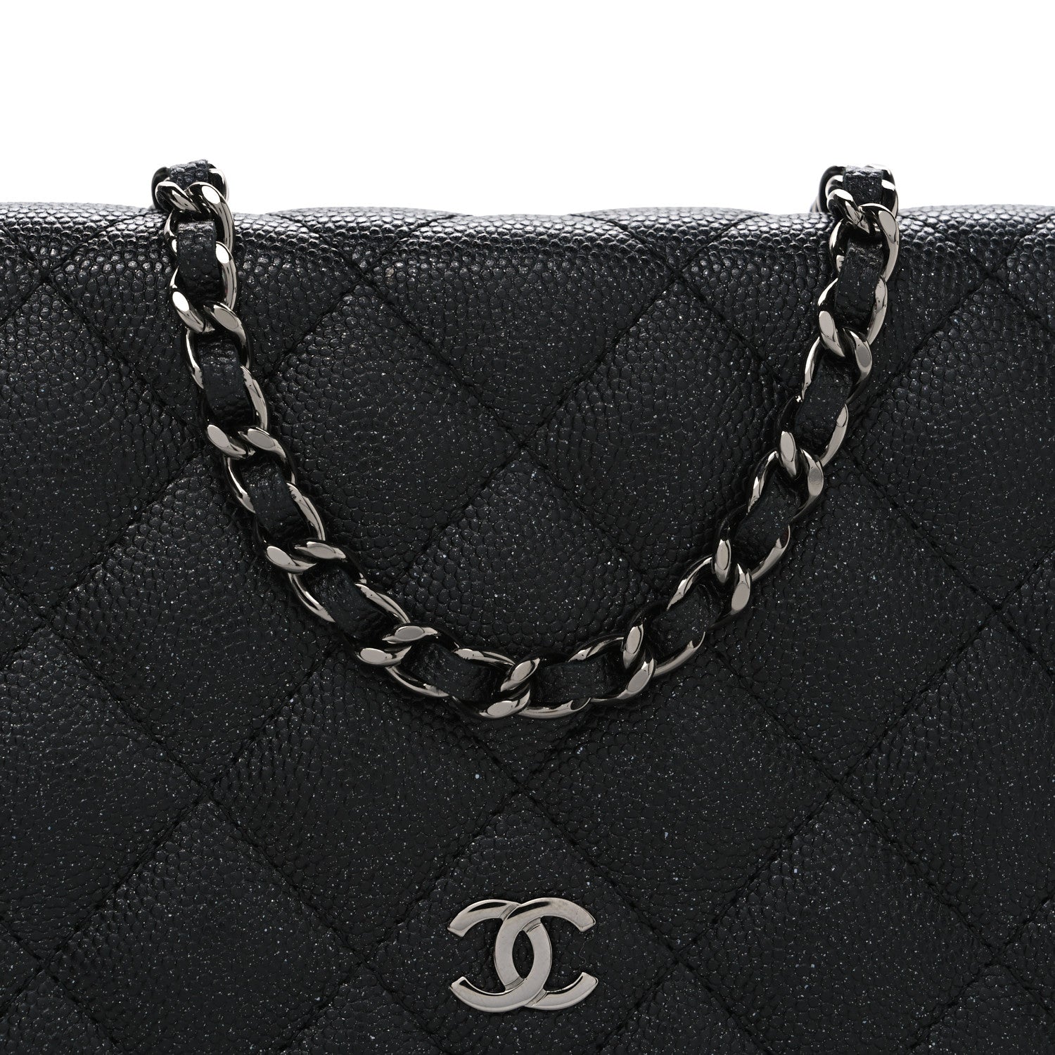Chanel Iridescent Caviar Quilted Wallet on Chain WOC Black 9 of 11