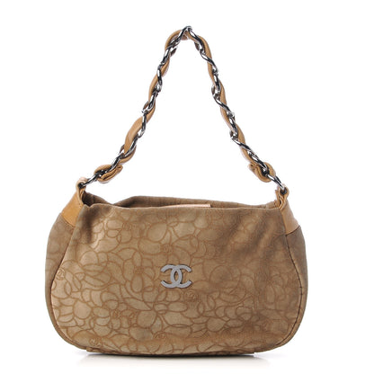 Chanel Suede Camellia Hobo Beige 1 of 8