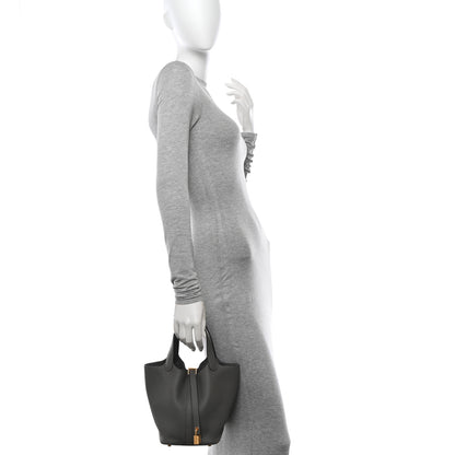 Hermes Taurillon Clemence Picotin Lock 18 PM Gris Meyer 2 of 11