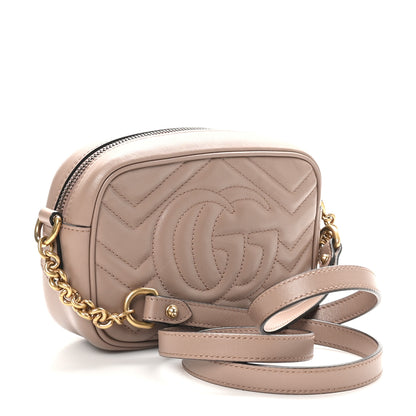 Gucci Calfskin Matelasse Mini GG Marmont Chain Shoulder Bag Porcelain Rose 3 of 11