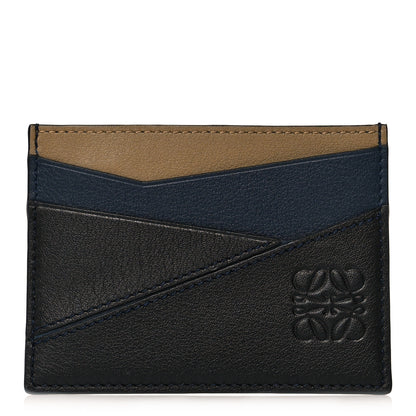 Loewe Calfskin Puzzle Colorblock Card Holder Dark Toffee Black 1 of 9