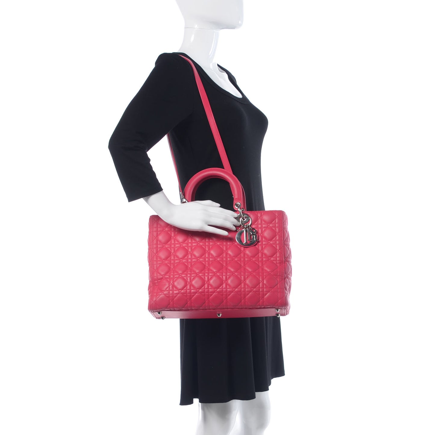 Lambskin Cannage Large Lady Dior Fuchsia