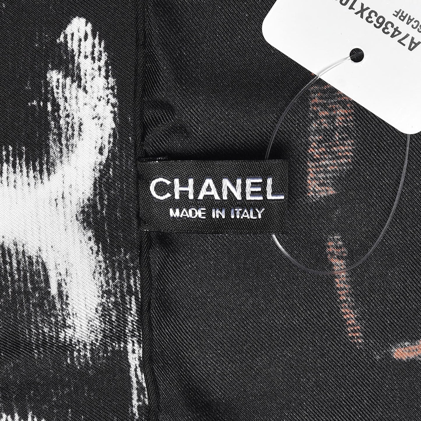 Silk Twill Chalk Print CC Square Scarf Black