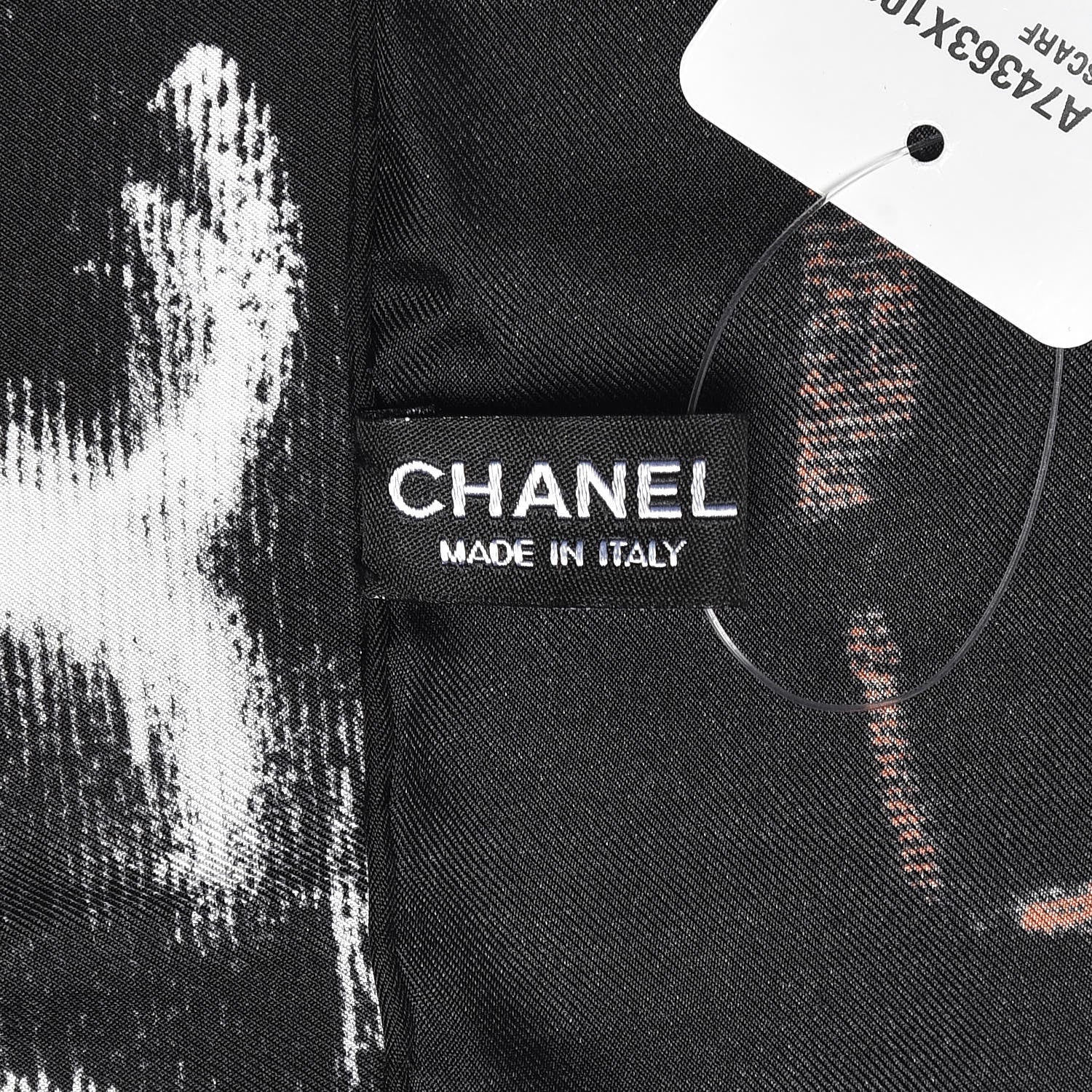 Chanel Silk Twill Chalk Print CC Square Scarf Black 4 of 4