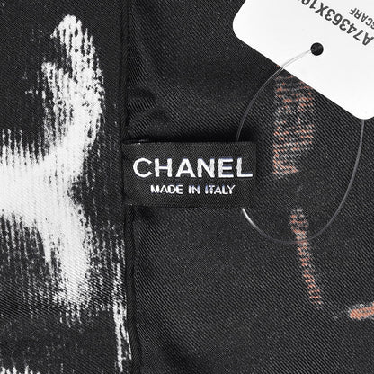 Chanel Silk Twill Chalk Print CC Square Scarf Black 4 of 4