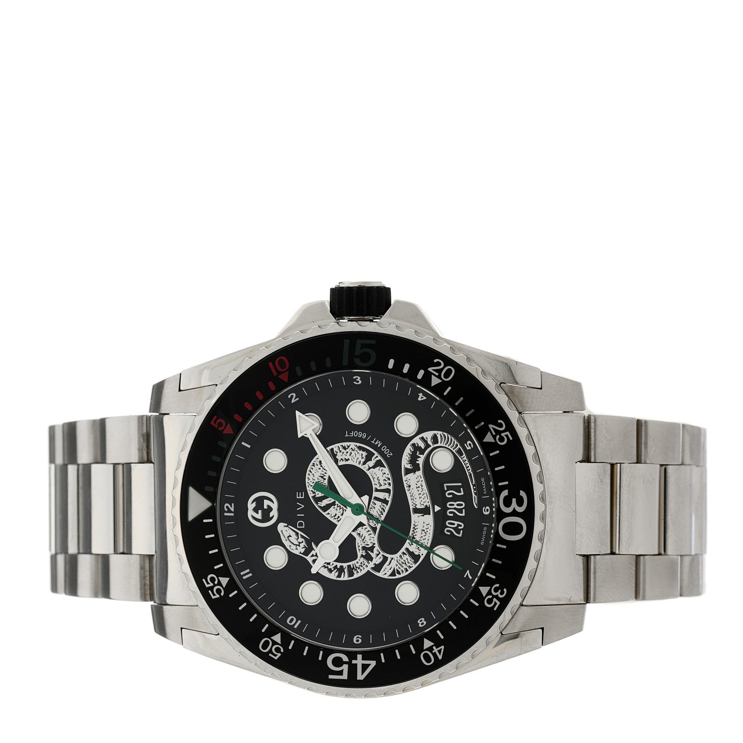 Gucci Stainless Steel 45mm Dive Snake Quartz Watch Black 2 of 5