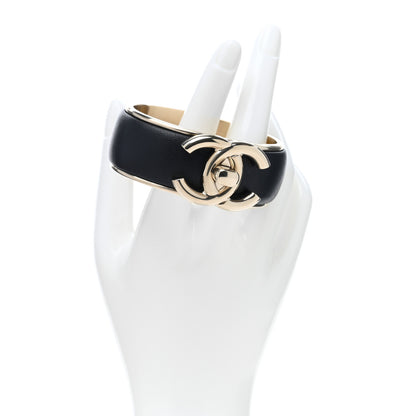 Chanel Lambskin CC Turnlock Cuff Bracelet Black Gold 2 of 5