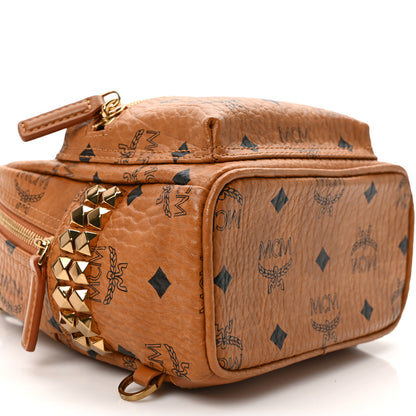 MCM Visetos Side Stud X-Mini Stark Bebe Boo Backpack Cognac 8 of 9