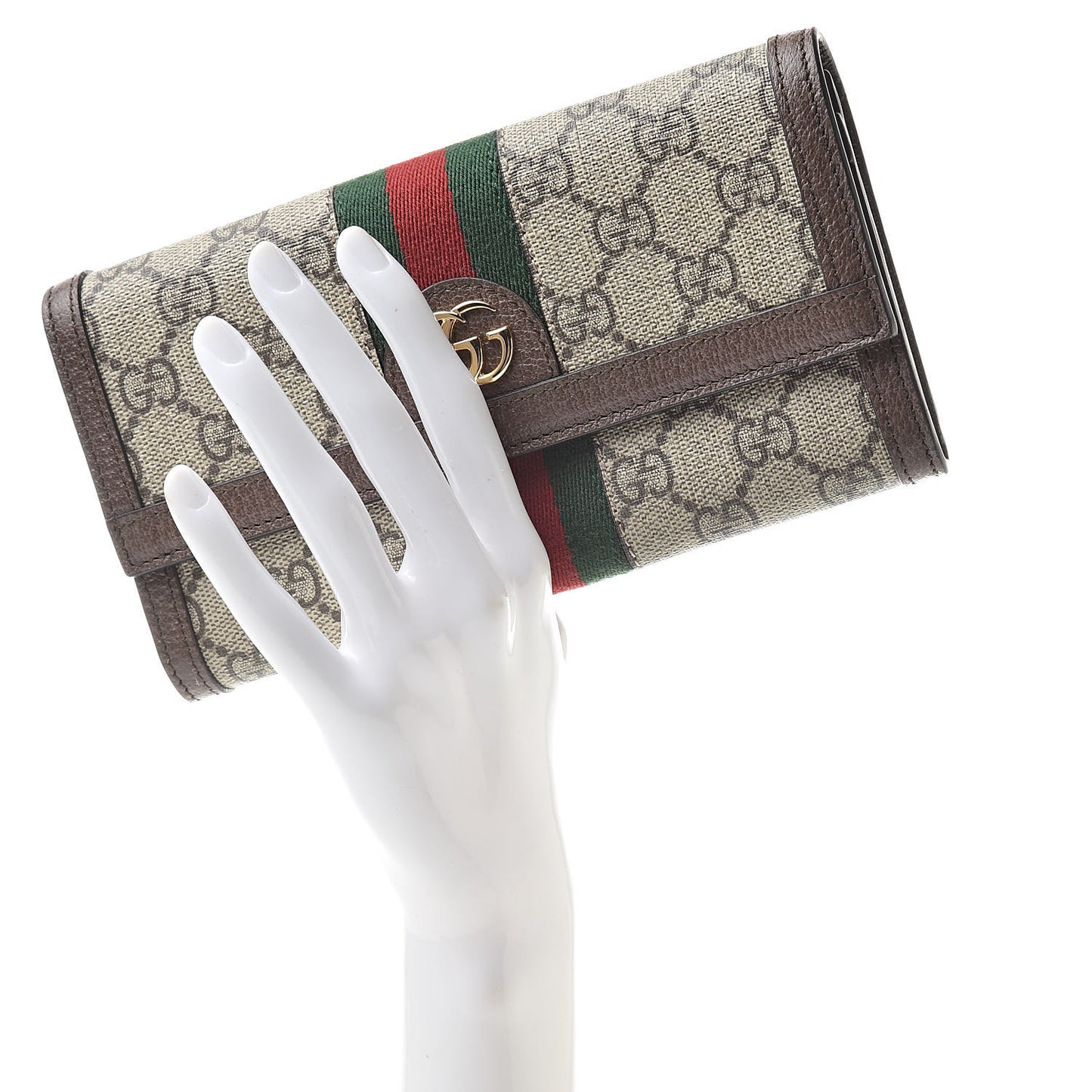 GG Supreme Monogram Web Ophidia Continental Wallet Brown