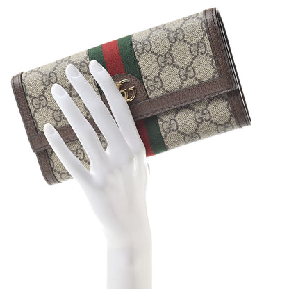 Gucci GG Supreme Monogram Web Ophidia Continental Wallet Brown 2 of 7