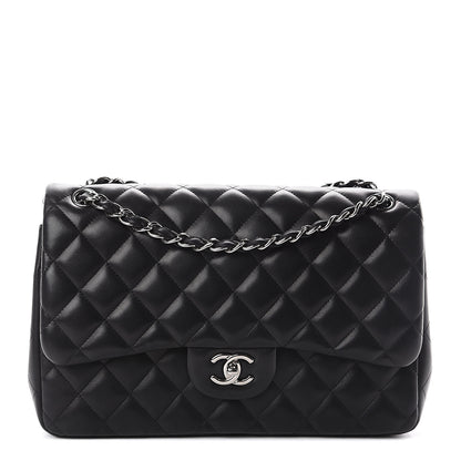 Chanel Lambskin Quilted Jumbo Double Flap Black 1 of 9