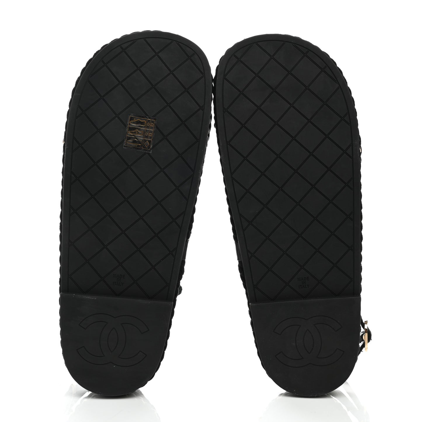 Lambskin Cord Chain CC Sandals 38 Black