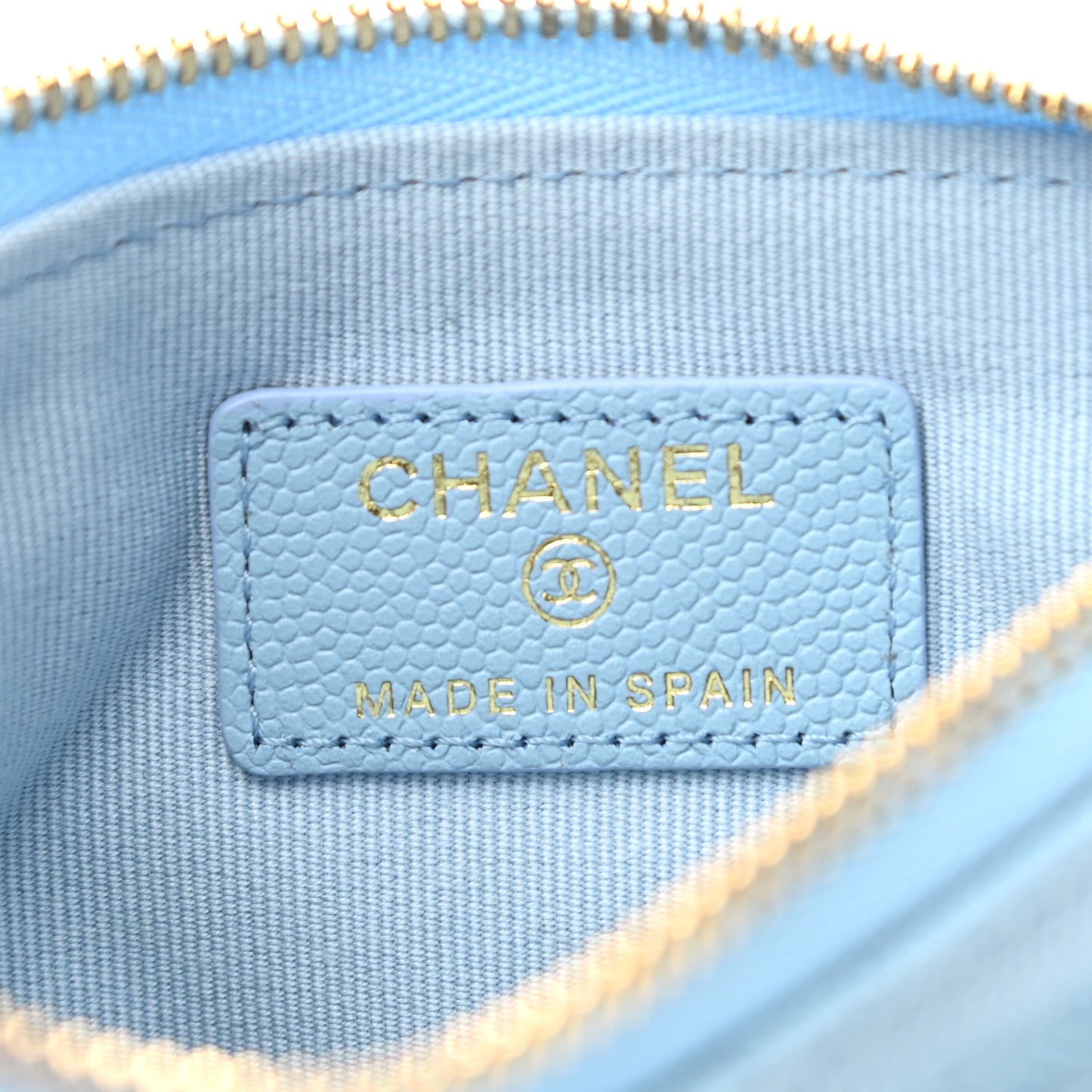 Caviar Quilted Small Cosmetic Case Light Blue