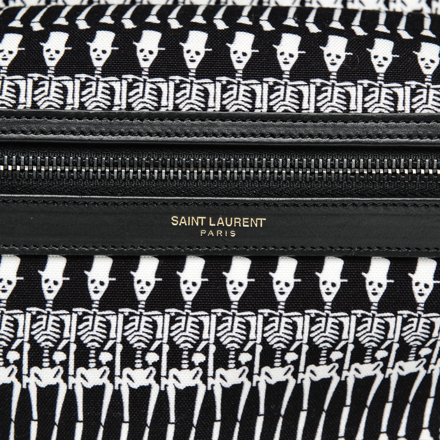 Saint Laurent Nylon City Skeleton Print Backpack Black White 7 of 9