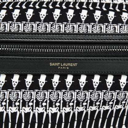 Saint Laurent Nylon City Skeleton Print Backpack Black White 7 of 9