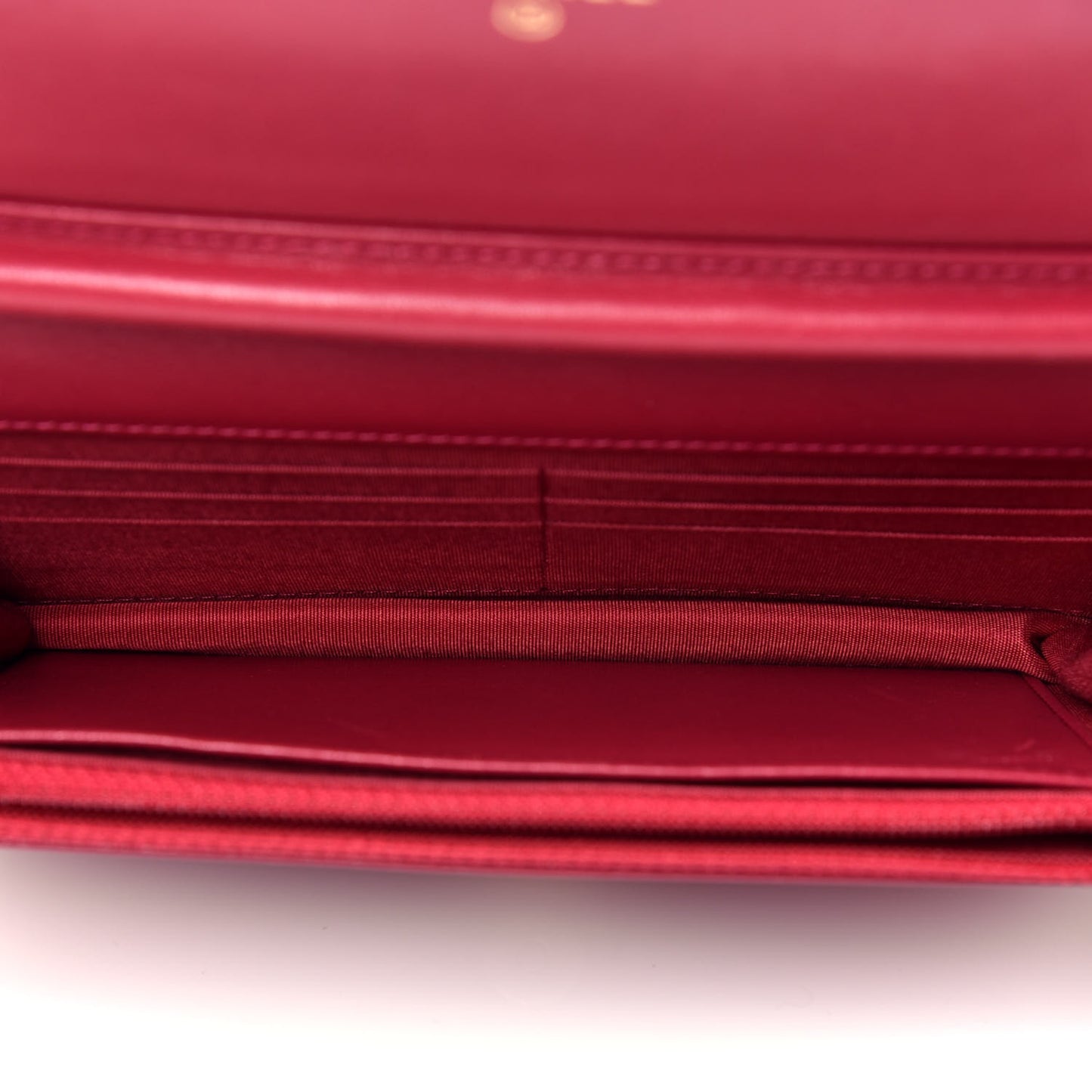 Goatskin Chevron Quilted Statement Wallet On Chain WOC Dark Pink