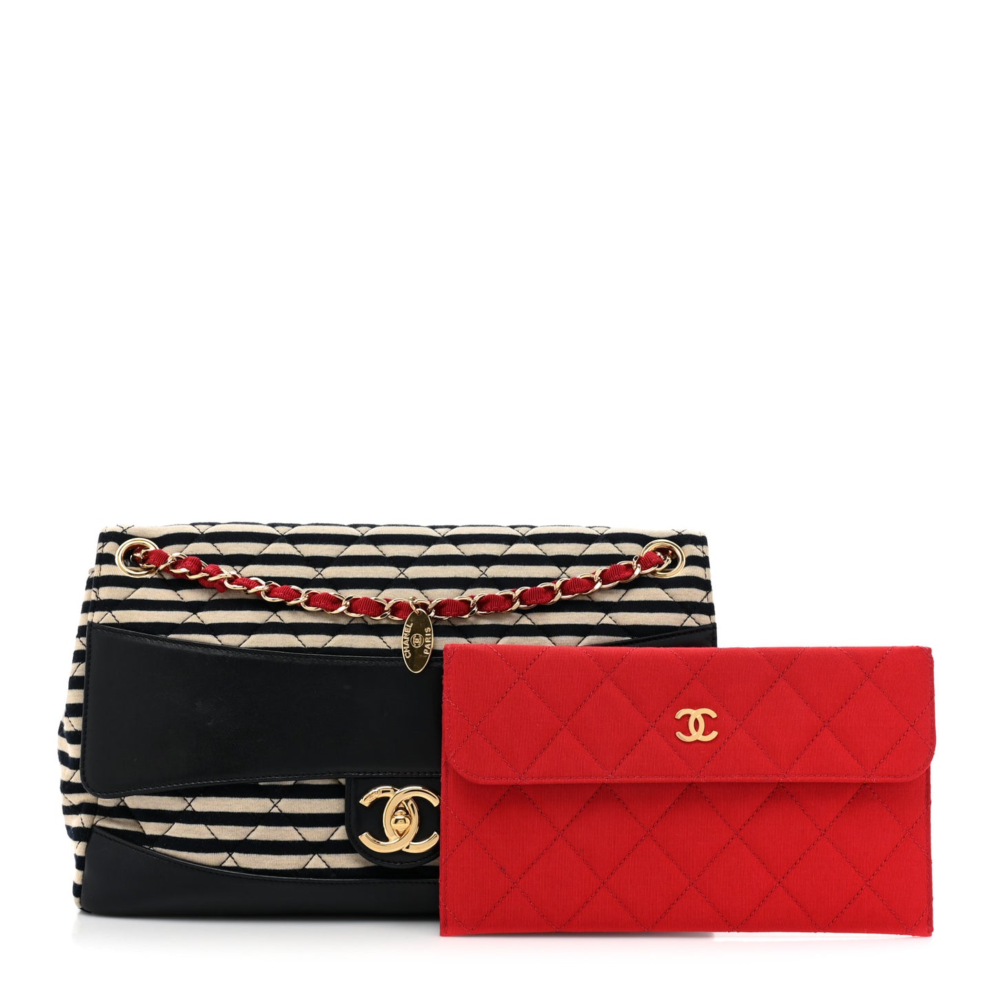 Jersey Quilted Jumbo Coco Sailor Flap Navy White Red