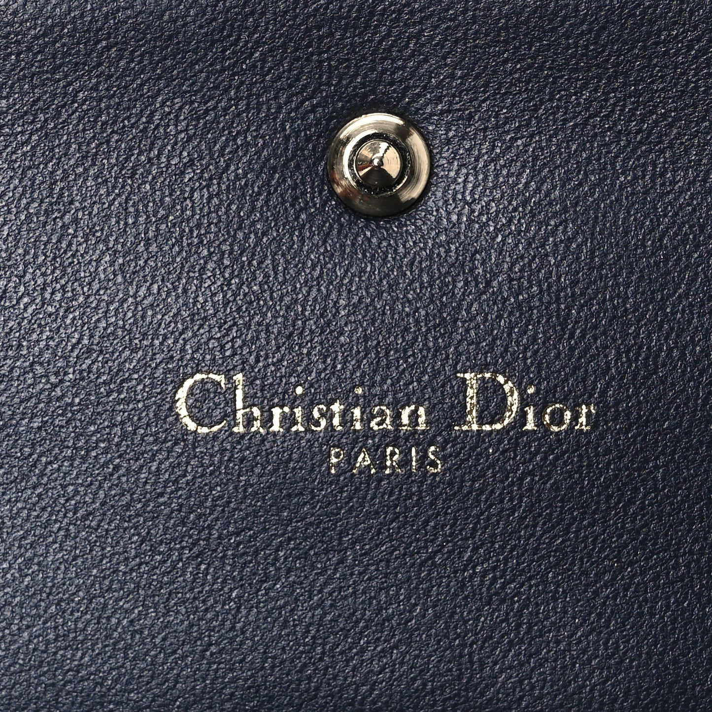 Metallic Patent Micro-Cannage Diorama Elancee Wallet Dark Blue