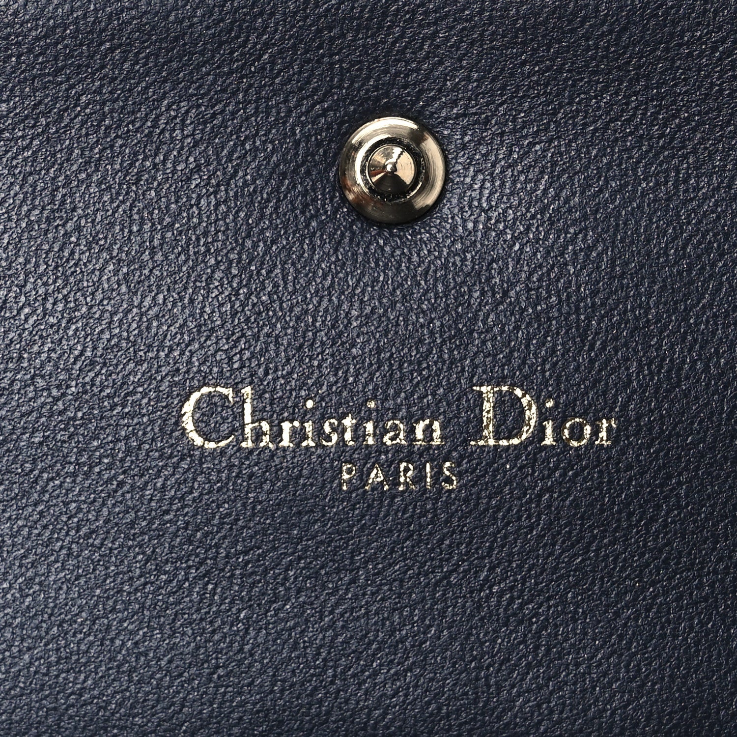 Christian Dior Metallic Patent Micro-Cannage Diorama Elancee Wallet Dark Blue 8 of 16