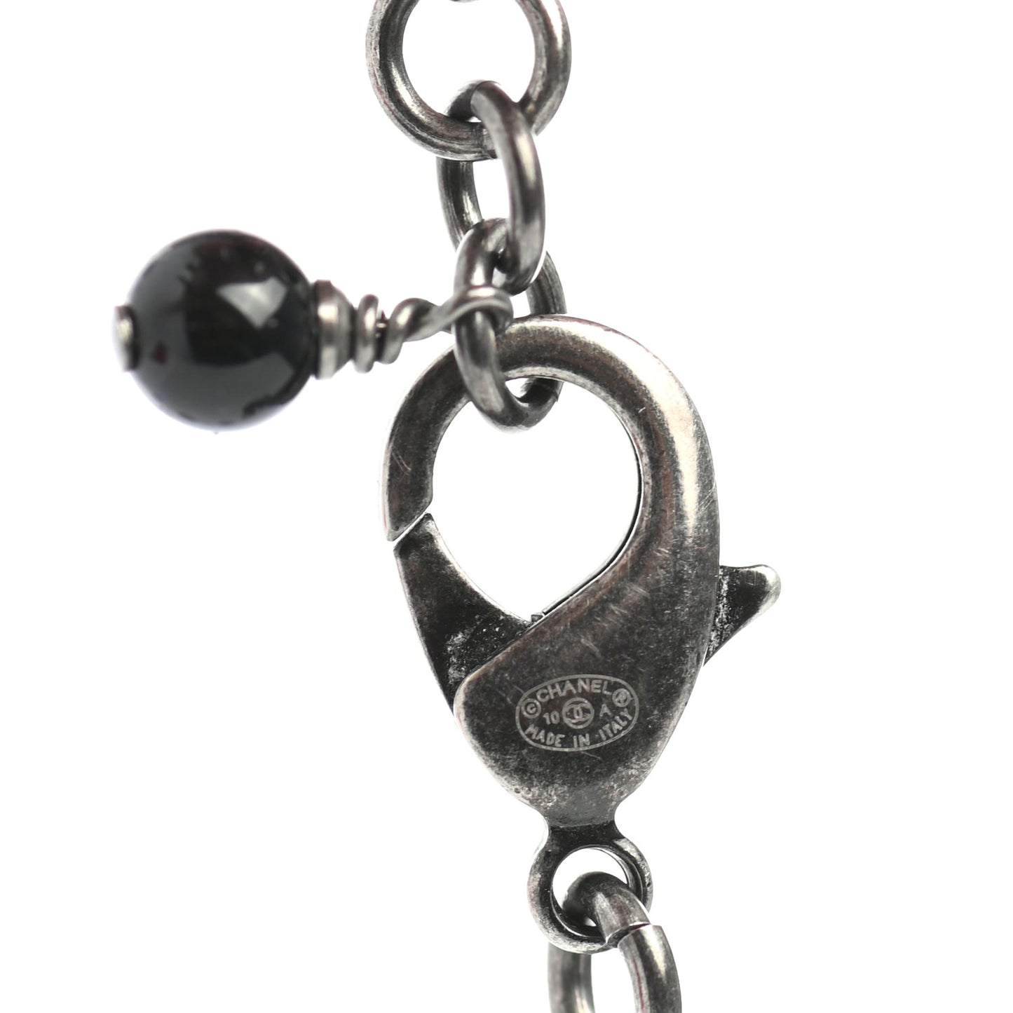 Ruthenium Beaded CC Short Necklace Black Blue