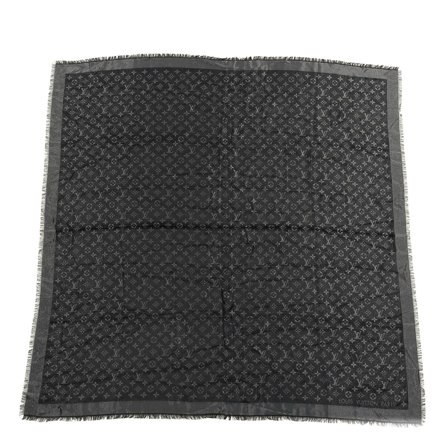Silk Lurex Wool Monogram Shine Shawl Black