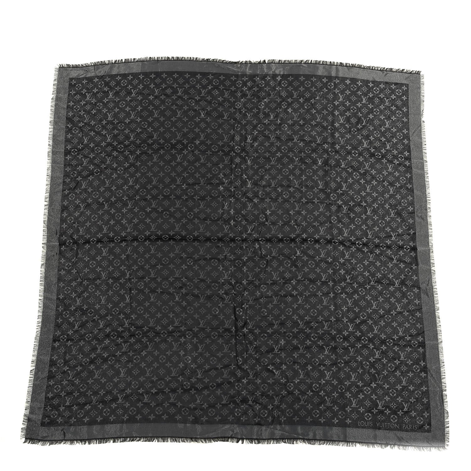 Louis Vuitton Silk Lurex Wool Monogram Shine Shawl Black 1 of 4