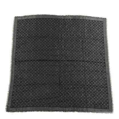 Louis Vuitton Silk Lurex Wool Monogram Shine Shawl Black 1 of 4